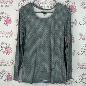 Fashion essentials by basic elements long sleeve boho Gray Patterned Blouse